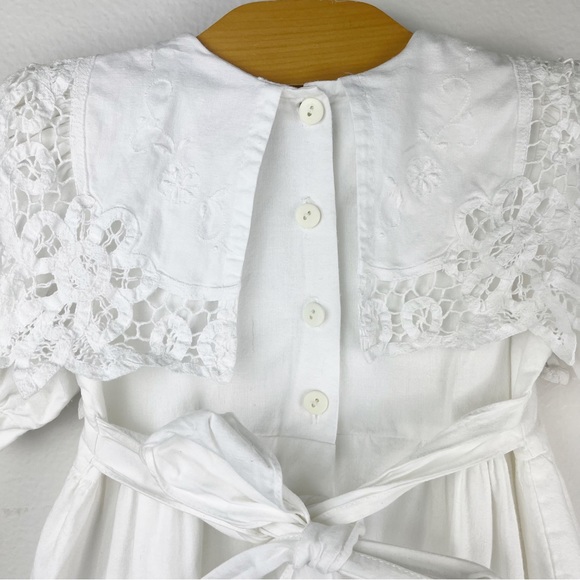 Vintage Allison Rose White Dress Eyelet Lace Bib Collar Size 2T - Picture 10 of 12